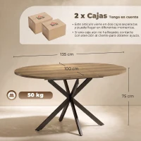 HOMCOM Mesa de Comedor Extensible para 4 a 6 Personas de Estilo Industrial con Patas de Araña Efecto Madera Marrón(m-3)