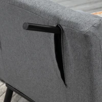 HOMCOM Sofá Cama Individual Dobrável com Encosto Ajustável em 5 Níveis Almofada e Estofado de Linho Sintético 75x70x75 cm Cinzento(m-9)