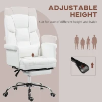 HOMCOM Ergonomic Office Chair, height-adjustable 48-56 cm, reclining backrest, footrest, White(m-7)