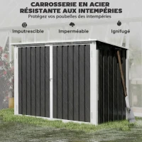 Outsunny Cache Poubelle Double Abri de Jardin 2 Poubelles de 240L Couvercle Lié par Chaînes Vérins à Gaz 179,5x108x129,5cm Gris(m-7)