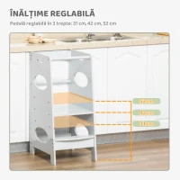 HOMCOM Turn Montessorian pentru Copii 3-6 Ani cu Înălțime Reglabilă din MDF, 40x50x90cm, Gri(m-4)