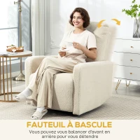 HOMCOM Fauteuil inclinable, fauteuil de relaxation avec repose-pieds, pivotant à 360° et basculant, 76 x 94 x 100 cm, beige(m-8)
