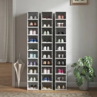 HOMCOM Pantofar Pliabil Slim, Modular, cu 10 Cutii pentru Pantofi, Economisire Spațiu, Fără Montaj, Alb(m-7)