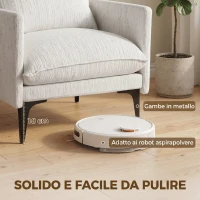 HOMCOM Poltrona da Salotto Imbottita in Tessuto Effetto Lino con Cuscino Lombare, Bianco(m-6)