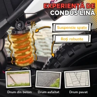 AIYAPLAY Motocicletă electrică pentru copii 12V, 37-96 luni, 2 motoare, roți ajutătoare detașabile, 30 kg, albă(m-7)