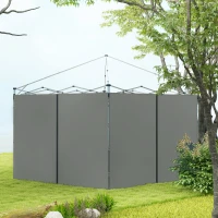 Outsunny Panouri Laterale pentru Foisor cu Usi cu Fermoar, pentru Foisoare Pliabile de 3x3(m) sau 3x6m, Gri Inchis(m-10)