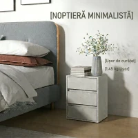 HOMCOM Comodă modernă cu 3 sertare din lemn alb, 40x30x50,5 cm(m-6)