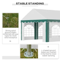 Outsunny 6 x 4m Garden Gazebo with Sides - Galvanised Marquee Party Tent Featuring Six Windows and Double Doors, Ideal for Parties, Wedding, and Events(m-16)