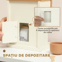 AIYAPLAY Set Mașină de Cafea din Lemn pentru Copii de la 3 Ani cu Accesorii, Maro(m-7)