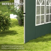 Outsunny 2er-Set Seitenteile für Pavillon 3x3/3x4 m, Seitenwand mit Fenster, wasserdicht Grün(m-5)
