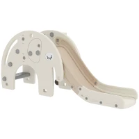 AIYAPLAY Tobogan pentru Copii de Interior 3în1 cu Coș de Baschet și Design de Elefant, Vârsta 1-3 Ani, Alb Crem(m-12)