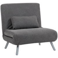 HOMCOM Sofá Cama de 1 Plaza Plegable Tapizado en Tela Gris Jaspeado con Respaldo Ajustable de 5 Niveles 80x75x83 cm