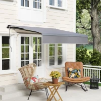 Outsunny Toldo Manual Retráctil para Jardín con Manivela Protección UV Estructura de Metal y Aluminio 295x200 cm Gris(m-10)