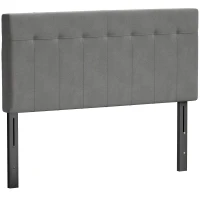 HOMCOM Kopfteil 3-fach höhenverstellbar Bettkopfteil mit Metallbeinen Samtoptik für Schlafzimmer 140x10x106/116/126 cm Grau(m-12)