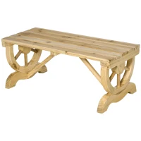 Outsunny Bancă de Grădină cu 2 Locuri, Design cu Roți, Bancă de Exterior din Lemn de Brad, Potrivită pentru Terasă, Patio și Curte, 98x50x39.5 cm, Culoare Lemn Natural(m-12)