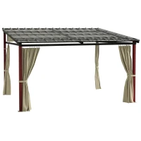 Outsunny Gartenpergola versenkbare Gartenpergola, wetterbeständog, inkl Befestigungsmaterial, Beige(m-12)