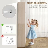 HOMCOM Dulap Subțire pentru Pantofi cu 4 Sertare pentru 20 de Perechi de Pantofi 62.5x26x156 cm, Culoare Lemn și Alb(m-11)