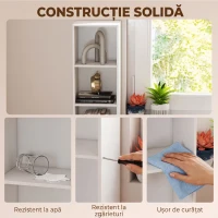 HOMCOM Bibliotecă Autoportantă și care Economisește Spațiu, 30x24x159 cm, Culoare Alb(m-5)
