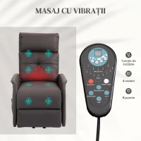 HOMCOM Fotoliu Relax Alzapersona și Reclinabil cu 8 Puncte de Masaj și Încălzire, 2 Telecomenzi, Maro(m-6)