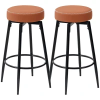 HOMCOM Set of Two Faux Leather Bar Stools - Brown/Black(m-1)