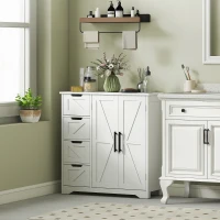 HOMCOM Meuble de salle de bain, meuble de rangement, avec 4 tiroirs, 1 placard, pour petits espaces, 81,2 x 30 x 83,8 cm, blanc(m-2)