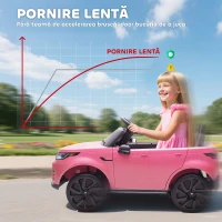 AIYAPLAY Mașinuță Electrică pentru Copii Licență Land Rover cu Faruri LED, Claxon și Telecomandă, 105x68.5x58 cm, Roz(m-6)
