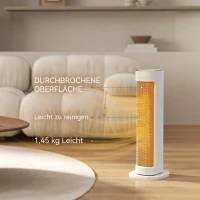 HOMCOM Radiator Ceramic 2000W cu 3 Temperaturi Reglabile, Timer 15 Ore, Telecomandă, Alb(m-9)