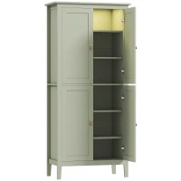 HOMCOM Tall Pantry Cupboard with Motion Sensor LED Light - Green(m-1)