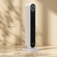 HOMCOM Aerotermă din ABS de 2000W cu telecomandă, oscilație și timer, 30x22x82.5 cm, alb(m-3)