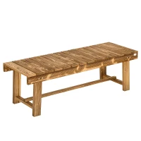 Outsunny Wooden Garden Bench, 2 Seater Outdoor Bench, Fir Wood Backless Patio Loveseat with Slatted Seat for Park, 110 x 38 x 35 cm, Carbonised(m-11)
