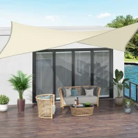 Outsunny Toldo Vela Rectangular 4x3 m Vela de Sombra para Jardín Patio Terraza Poliéster Anti UV Color Beige(m-10)