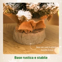 HOMCOM Albero di Natale Piccolo Alto 60 cm con 72 Rami Innevati, Pigne e Bacche Rosse, Verde(m-5)