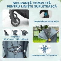 AIYAPLAY Cărucior pentru Copii cu Copertină Reglabilă și Geantă pentru Depozitare, 87x50x103 cm, Albastru și Negru(m-7)