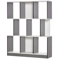 HOMCOM Bibliotecă cu 8 Rafturi pentru Sufragerie și Dormitor, din Lemn, 100x24x124 cm, Gri Închis(m-12)
