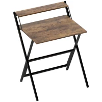 HOMCOM 70 cm Folding Computer Desk with Monitor Shelf - Rustic Brown(m-1)