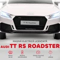 HOMCOM Mașină Electrică pentru Copii 3-5 Ani AUDI TT cu Telecomandă, Portiere care se Deschid și Faruri LED, Alb(m-4)