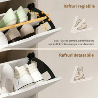 HOMCOM Dulap Subțire pentru Pantofi cu 4 Sertare pentru 20 de Perechi de Pantofi 62.5x26x156 cm, Culoare Lemn și Alb(m-9)