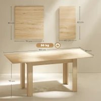 HOMCOM Masă extensibilă pentru 6-8 persoane, 140-180 x 80 cm, culoare lemn(m-3)