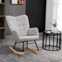 HOMCOM Accent Rocking Chair, Berber Fleece Glider Rocker, Modern Armchair, Wingback Chair for Living Room and Bedroom, Grey(m-10)
