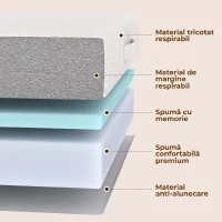 HOMCOM Saltea Pliabilă 195x120cm, 10cm, Husă Lavabilă, Ideală pentru Oaspeți/Camping, Gri(m-4)
