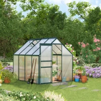 Outsunny Serra da Giardino in Policarbonato, Metallo e Alluminio, Anti-UV e Antivento, 190x253x199cm, Verde(m-10)