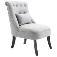 HOMCOM Fabric Single Sofa Dining Chair Tub Chair Upholstered W/ Pillow Solid Wood Leg Home Living Room Furniture Grey(m-10)