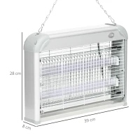 Outsunny Zapper per Insetti e Zanzare da 20W a Luci LED UV con Vassoio Rimovibile, in ABS e Metallo, 39x8x28 cm(m-3)