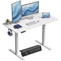 HOMCOM Elektrischer Sitz-Steh-Schreibtisch 120 x 60 cm, 3 Speicherhöhen, Kindersicherung und Anti-Kollision, für Arbeit, Weiß(m-6)