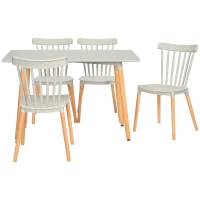 HOMCOM 5 Piece Dining Table Set with Beech Wood Legs, Space Saving Table and 4 Chairs for Small Kitchens, Grey(m-1)