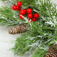 HOMCOM 60 cm Prelit Christmas Wreath, Door Wreath with Realistic Branches, 30 Warm White LEDs, Timer, Battery Operated(m-9)