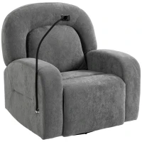 HOMCOM Sillón Relax Reclinable 3 en 1 con Función Mecedora Giratorio 360° Soporte para Teléfono Asiento Amplio Gris(m-1)