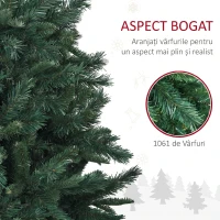 HOMCOM Brad de Crăciun Artificial 180 cm cu 1061 de Crengi și Bază din Metal, Verde(m-5)
