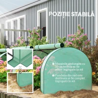 Outsunny Seră de Grădină Tip Tunel din Oțel și Plastic PP cu Uși Rulabile, 3x1x0,8 m, Verde(m-5)