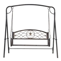 Outsunny Gartenschaukel Schaukelbank für den Garten Outdoor-Schaukel, Vintage Design, Messing-Optik, 167 cm x1 23 cm x 175cm(m-11)